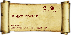 Hinger Martin névjegykártya